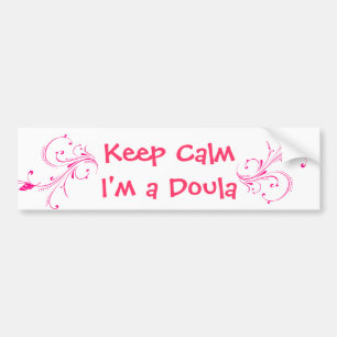 Pink Keep Calm I'm a Doula Bumper Sticker