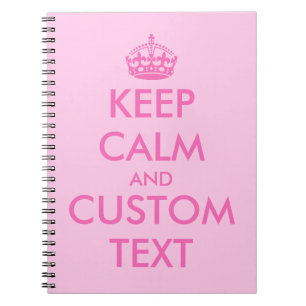 Pink Keep Calm notebook   Personalized text
