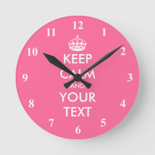 Pink Keep Calm wall clock Custom vintage design