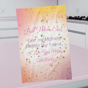 Pink Keepsake Best Mom Ever Template Mothers Day Kitchen Towel