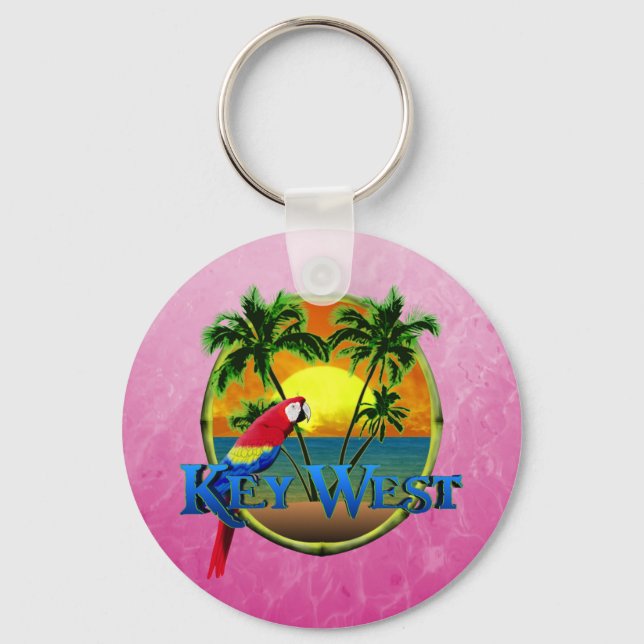Pink Key West Sunset Keychain (Front)