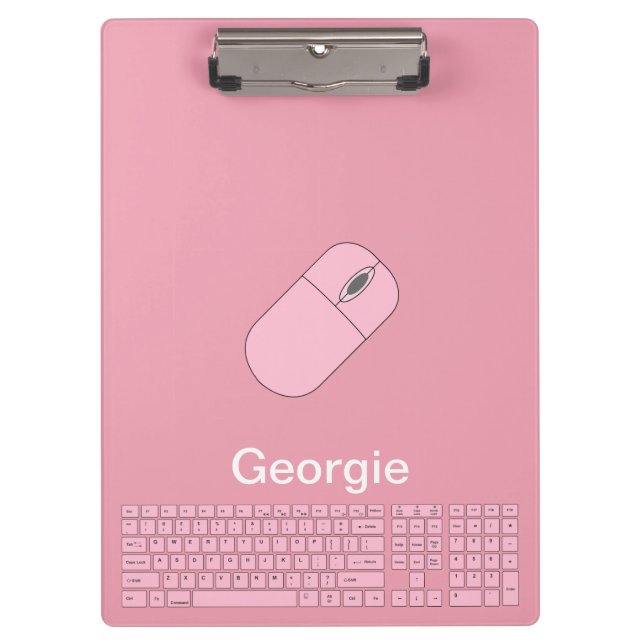 Pink Keyboard, Mouse & Pencil Clipboard (Front)