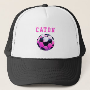 Pink Kids Soccer Personalized Black Trucker Hat