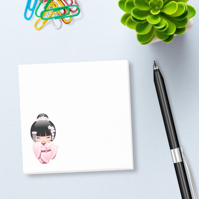 Pink Kimono Kawaii Kokeshi Doll Post-it Notes (Creator Uploaded)