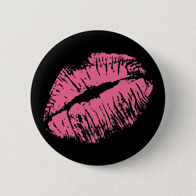 Pink Kiss 2 Inch Round Button (Front)