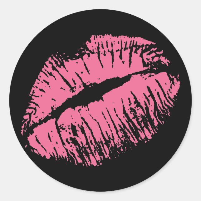 Pink Kiss Classic Round Sticker (Front)