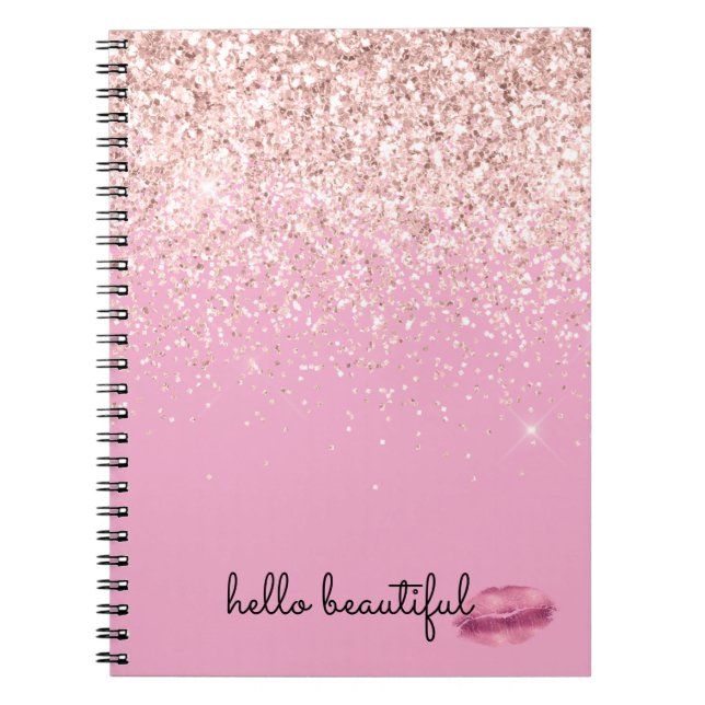 Pink Kiss Lips Blush Glitter         Notebook (Front)