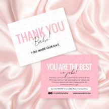 Pink Kiss Pattern Business Thank You Card