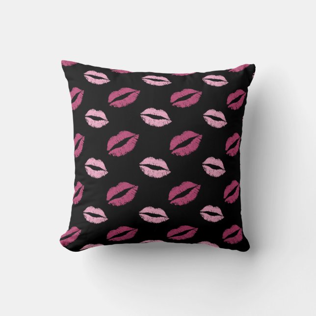 Pink Kisses Throw Pillow (Front)