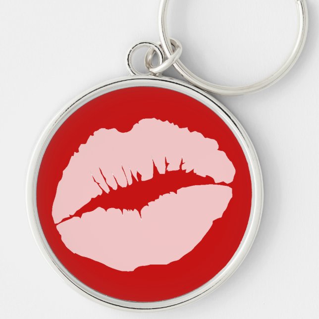 Pink Kissy Lips Keychain (Front)