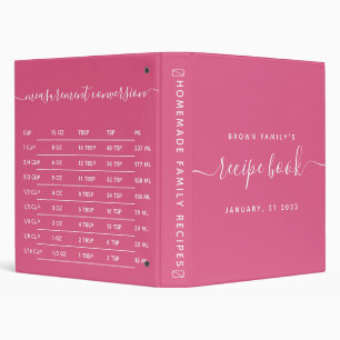 Pink Kitchen Measurement Recipe Binder