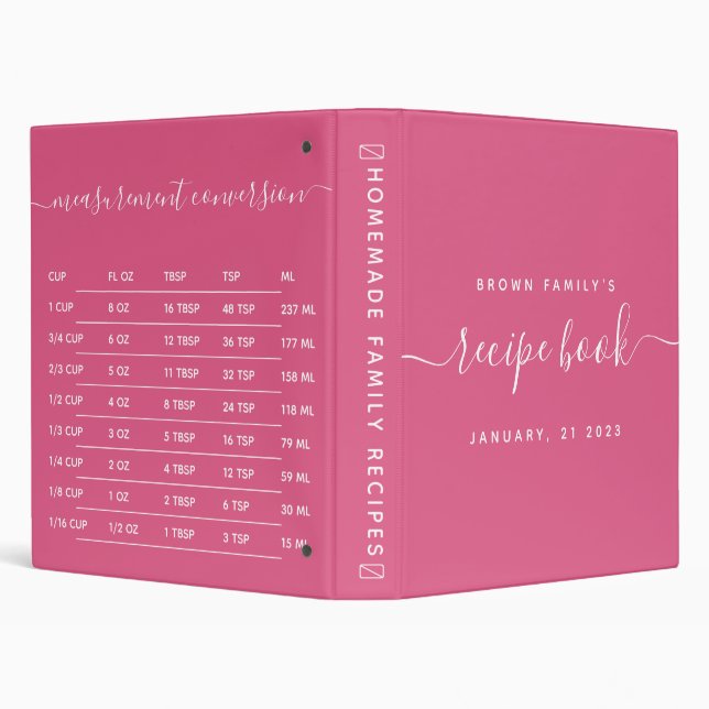Pink Kitchen Measurement Recipe Binder (Background)
