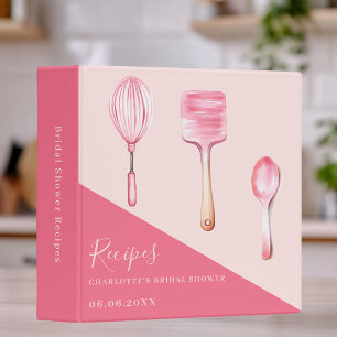 Pink kitchen utensils Bridal Shower recipe Binder