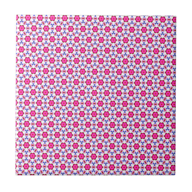 Pink kitsch flower pattern tile (Front)