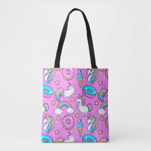 Pink Kitschy glittery funny unicorn and kitty Tote Bag