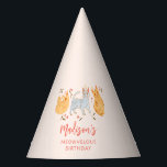 Pink Kitty Cat Meowvelous Birthday Party Hat<br><div class="desc">Cute cat theme birthday party hats featuring illustration of kittens with party hats and pink flowers. The text says "XX's meowvelous birthday."</div>