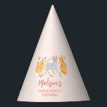 Pink Kitty Cat Meowvelous Birthday Party Hat<br><div class="desc">Cute cat theme birthday party hats featuring illustration of kittens with party hats and pink flowers. The text says "XX's meowvelous birthday."</div>