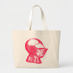 Pink Knight Medieval Armour Helmet Knights Large Tote Bag
