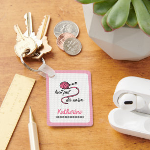 Pink Knit Fast, Die Warm Keychain