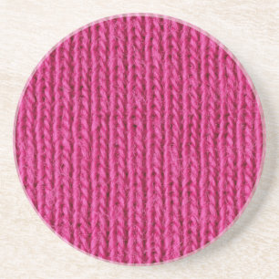 Pink knitted wool coaster