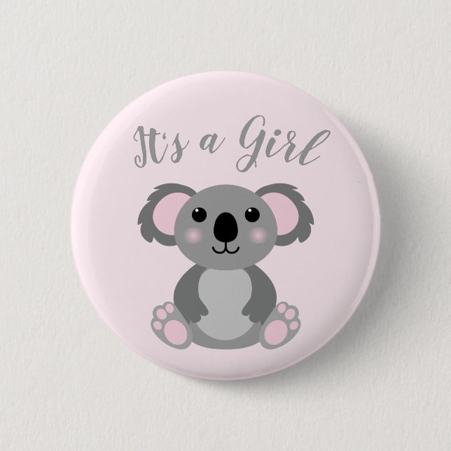 Pink Koala Bear Baby Shower 2 Inch Round Button (Front)