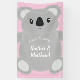 Pink Koala Bear Baby Shower Banner