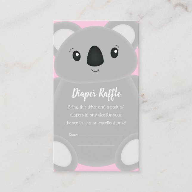 Pink Koala Bear Baby Shower Enclosure Card (Front)
