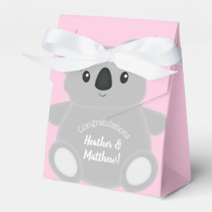 Pink Koala Bear Baby Shower Favor Box