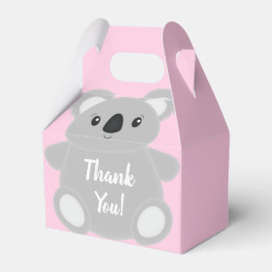 Pink Koala Bear Baby Shower Favor Box