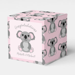 Pink Koala Bear Baby Shower Favor Box