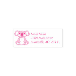 Pink Koala Bear Baby Shower Self-inking Stamp