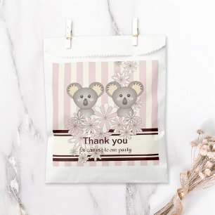 Pink Koala Twin Baby Shower / Kids Birthday Party Favour Bag