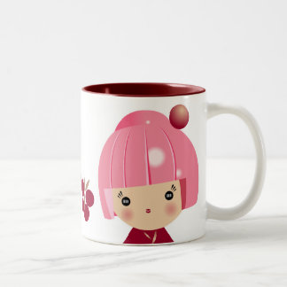 Pink Kokeshi Triplet Mug
