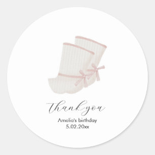 Pink Korean Doljanchi thank you sticker