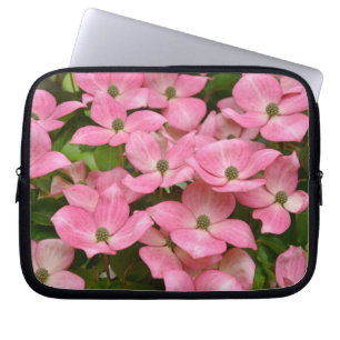 Pink kousa dogwood flower laptop sleeve