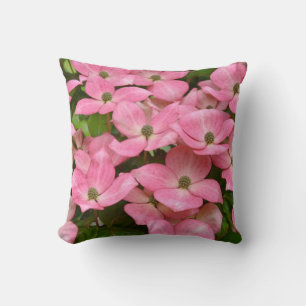 Pink kousa dogwood flowers throw pillow