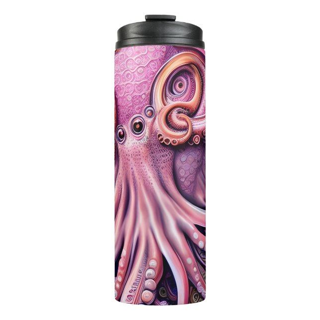 Pink Kraken Octopus Tentacles Thermal Tumbler (Front)