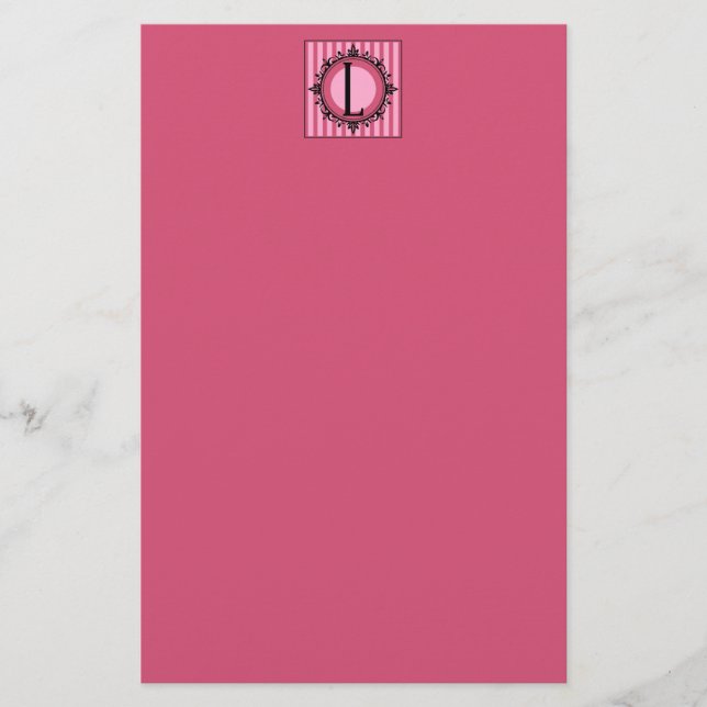 Pink 'L' monogram Stationery (Front)