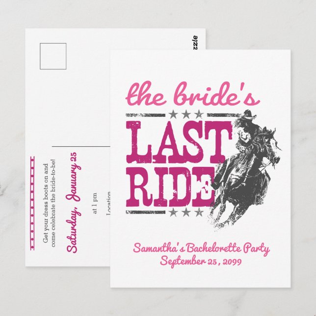 Pink La Dernière Invitation de la mariée (Devant / Derrière)