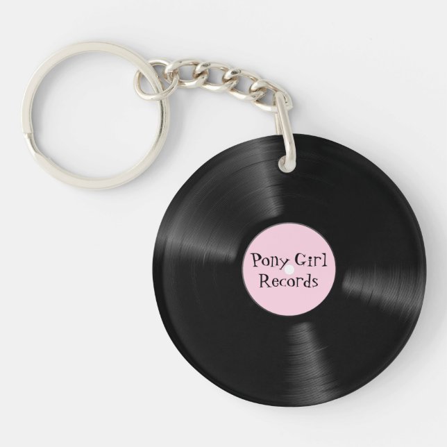 Pink Label Record Keychain (Front)
