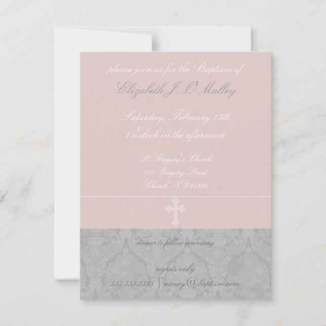 Pink Lace Baptism Invitations (Front)