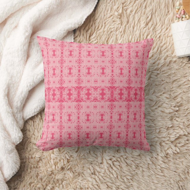 Pink Lace Bloom Throw Pillow (Blanket)