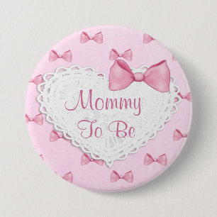 Pink  Lace & Bows  Baby Shower button