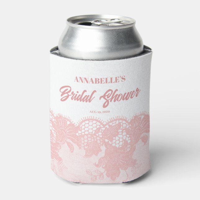Pink Lace  Bridal Shower Can Cooler (Can Front)