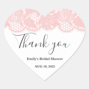 Pink Lace Bridal Shower Classic Round Sticker