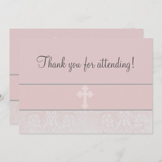 Pink Lace First Communion Invitation (Front/Back)