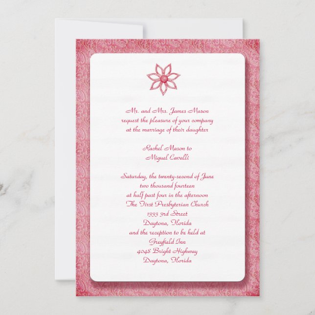 Pink Lace Flower Invitiations Invitation (Front)