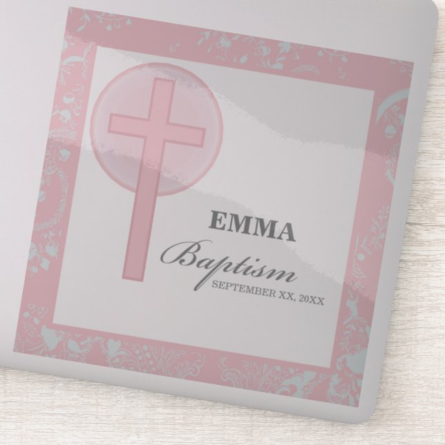 Pink Lace Girl Baptism Personalized (Detail)