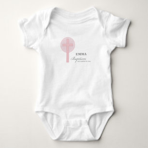 Pink Lace Girl Baptism Personalized Baby Bodysuit