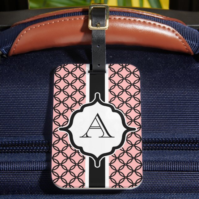 Pink Lace Monogrammed Luggage Tag (Front Insitu 2)